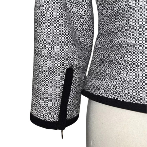 White House Black Market Contrast Tweed Zip Blazer Jacket Size 10 - Picture 5 of 7